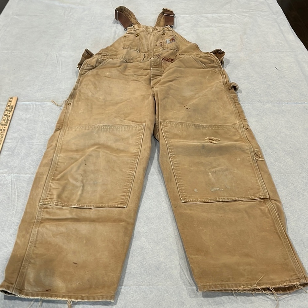 Men’s tan Carhartt double knee overalls 40 x 30